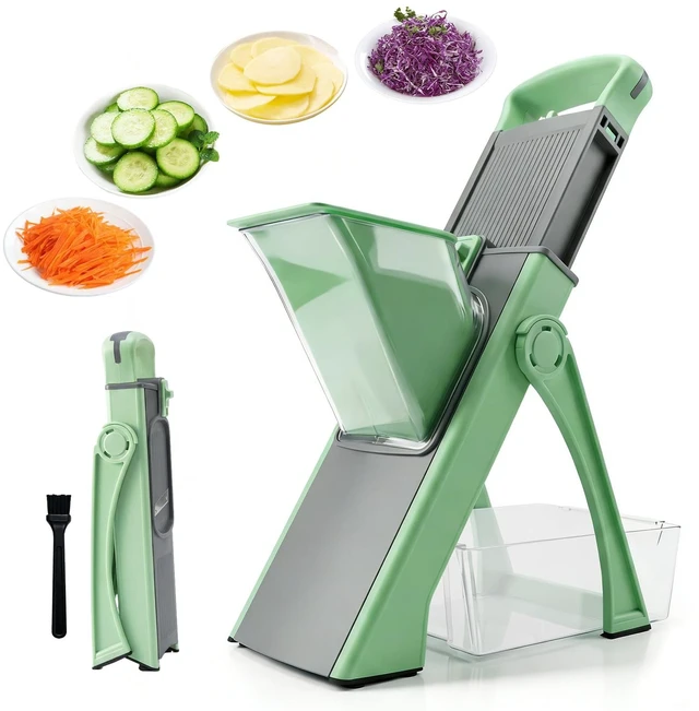 Main image of 4-in-1 Mandoline Slicer Vegetable Chopper with Adjustable Blades | vegetable slicer with adjustable thickness, julienne, dicer and fry cutter functions, with foldable design and container