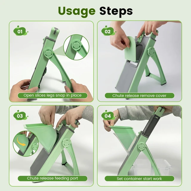 Alt view image 5 of 7 - 4-in-1 Mandoline Slicer Vegetable Chopper with Adjustable Blades | vegetable slicer with adjustable thickness, julienne, dicer and fry cutter functions, with foldable design and container