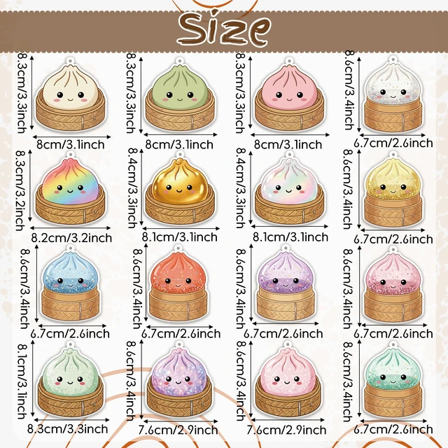 Alt view image 2 of 6 - Funny Dumplings Car Air Fresheners, 16Pcs Cute Food Hanging Pendants | 16 Colorful Dumpling Party Favors, Cartoon Refresh Scents Car Accessories for Rearview Mirror, Interior Decor, Birthday Gifts