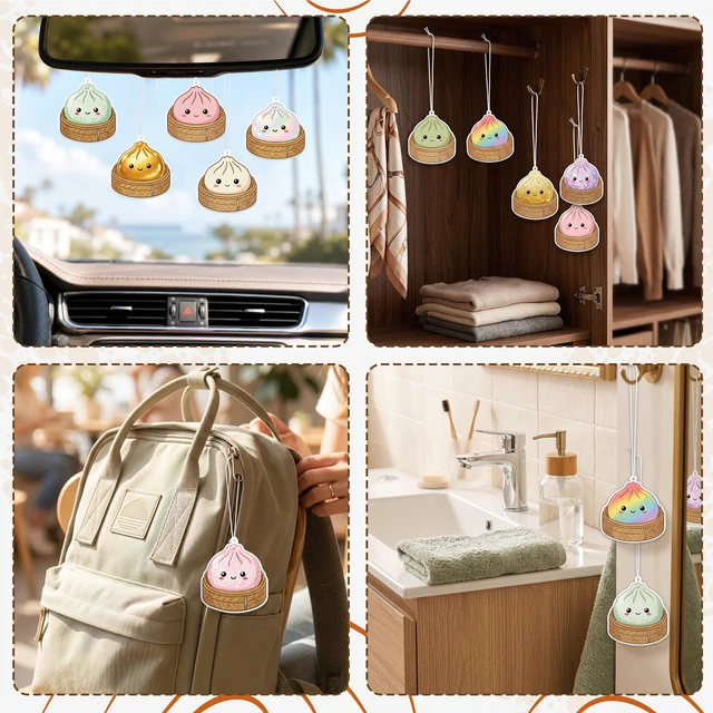 Alt view image 6 of 6 - Funny Dumplings Car Air Fresheners, 16Pcs Cute Food Hanging Pendants | 16 Colorful Dumpling Party Favors, Cartoon Refresh Scents Car Accessories for Rearview Mirror, Interior Decor, Birthday Gifts