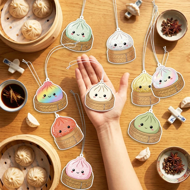 Alt view image 4 of 6 - Funny Dumplings Car Air Fresheners, 16Pcs Cute Food Hanging Pendants | 16 Colorful Dumpling Party Favors, Cartoon Refresh Scents Car Accessories for Rearview Mirror, Interior Decor, Birthday Gifts