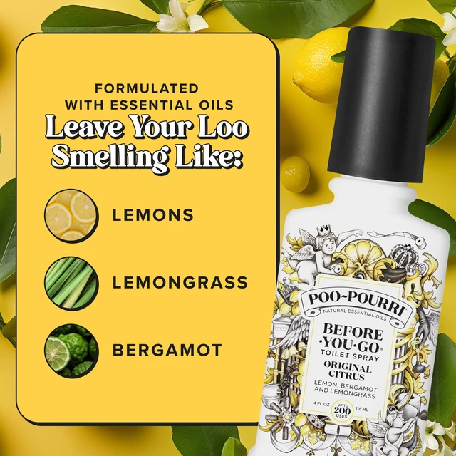 Alt view image 4 of 7 - Before-You-Go Toilet Spray, Original Citrus, 4 Fl Oz | Bathroom Odor Deodorizer with Essential Oils, for Home or Work, Lemon, Bergamot and Lemongrass Scent, Up to 200 Uses