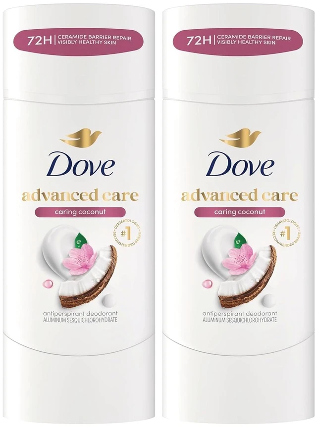 Main image of Advanced Care Antiperspirant Caring Coconut, 2 Count Deodorant Stick for Women, for 48 Hour Protection And Soft And Comfortable Underarms, 2.6 oz