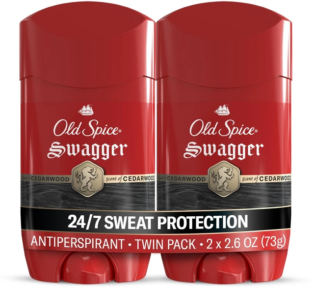 Main image of Antiperspirant Deodorant for Men, Swagger Scent, 2.6 oz Pack of 2 | Cedarwood & Lime Notes | 24/7 Sweat & Odor Protection | 24/7 Scent Control & Long-Lasting Freshness | Red Collection