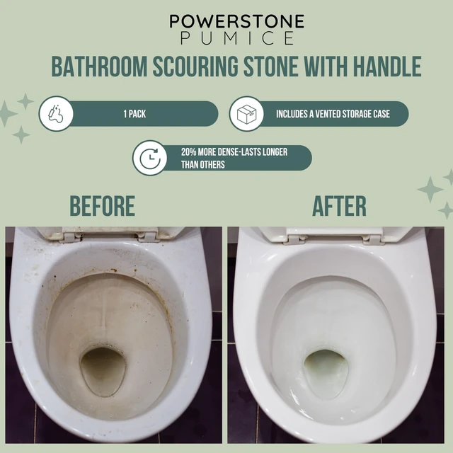 Alt view image 2 of 7 - Pumice Stone Toilet Bowl Cleaner with Handle (1-pack) - A Solution for Hard Water Stains on Toilets, Grills, Tiles, Grout & Pools