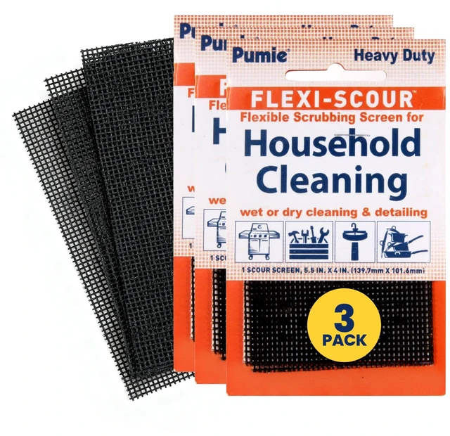Main image of Flexi-Scour, Flexible Scrubbing Screen, Grills, Rust, 3-Pack | Heavy Duty Scouring Pad, Abrasive Grit Cleaning Screen for Toilet Bowls, Removes Carbon, Rust and Scale Every Single Day