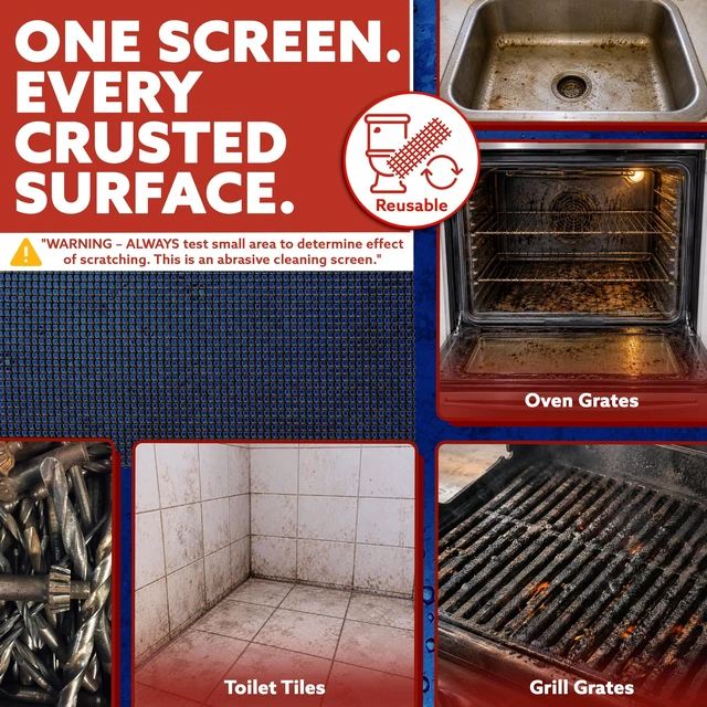 Alt view image 3 of 7 - Flexi-Scour, Flexible Scrubbing Screen, Grills, Rust, 3-Pack | Heavy Duty Scouring Pad, Abrasive Grit Cleaning Screen for Toilet Bowls, Removes Carbon, Rust and Scale Every Single Day