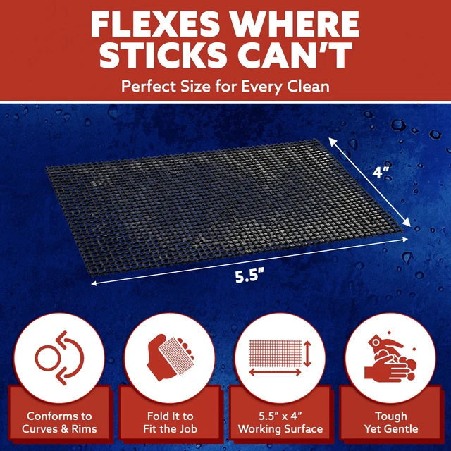 Alt view image 4 of 7 - Flexi-Scour, Flexible Scrubbing Screen, Grills, Rust, 3-Pack | Heavy Duty Scouring Pad, Abrasive Grit Cleaning Screen for Toilet Bowls, Removes Carbon, Rust and Scale Every Single Day