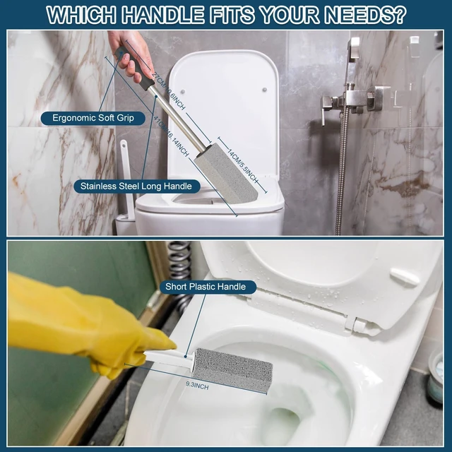 Alt view image 3 of 7 - 2 Pack Pumice Toilet Cleaner,16.14in Long Handle Toilet Scrubber | 2-pack natural pumice set. Removes hard water, rust & limescale. Safe for toilet, tub, tile, sink & BBQ. 16.14" handle