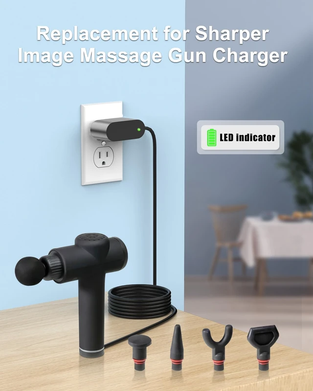 Alt view image 3 of 7 - 27V Massage Gun Charger for Sharper Image Powerboost 1011666 1013002 1012667 1013983 1013985Deep Tissue Cordless Massager Gun Power Cord 6FT (Not for 18V Massage Gun)