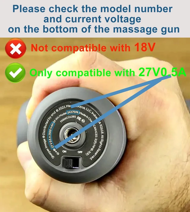 Alt view image 2 of 7 - 27V Massage Gun Charger for Sharper Image Powerboost 1011666 1013002 1012667 1013983 1013985Deep Tissue Cordless Massager Gun Power Cord 6FT (Not for 18V Massage Gun)