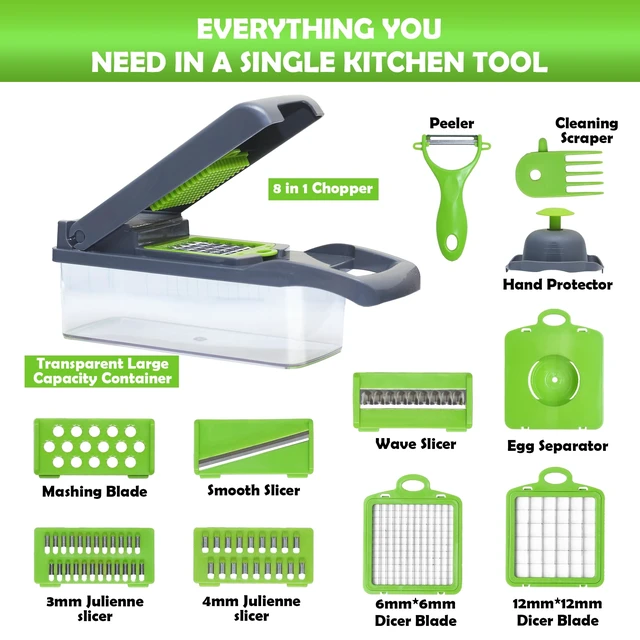 Alt view image 2 of 6 - Vegetable Chopper Multifunctional Food Chopper | 16-in-1 Onion Cutter with 7 Blades, Vegetable Slicer and Dicer with Container for Salad, Potato, Carrot, Garlic & Kitchen Use