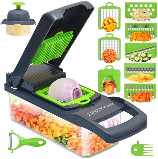 Main image of Vegetable Chopper Multifunctional Food Chopper | 16-in-1 Onion Cutter with 7 Blades, Vegetable Slicer and Dicer with Container for Salad, Potato, Carrot, Garlic & Kitchen Use