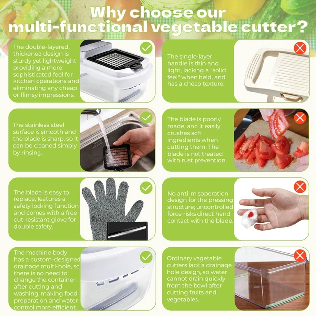 Alt view image 3 of 7 - Veggie Chopper, Onion Dicer, Spiralizer & Storage Box | One press, easy cutting. 17 blades & tools includes cut-resistant glove. Perfect for salads, fries & meal prep.