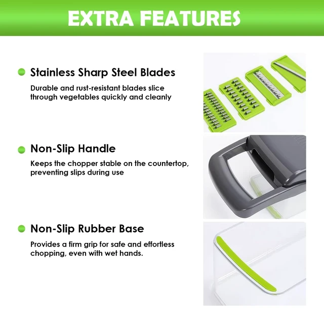 Alt view image 3 of 6 - Vegetable Chopper Multifunctional Food Chopper | 16-in-1 Onion Cutter with 7 Blades, Vegetable Slicer and Dicer with Container for Salad, Potato, Carrot, Garlic & Kitchen Use