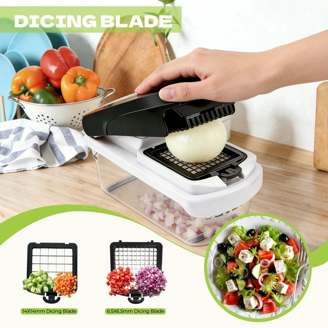 Alt view image 4 of 7 - Veggie Chopper, Onion Dicer, Spiralizer & Storage Box | One press, easy cutting. 17 blades & tools includes cut-resistant glove. Perfect for salads, fries & meal prep.