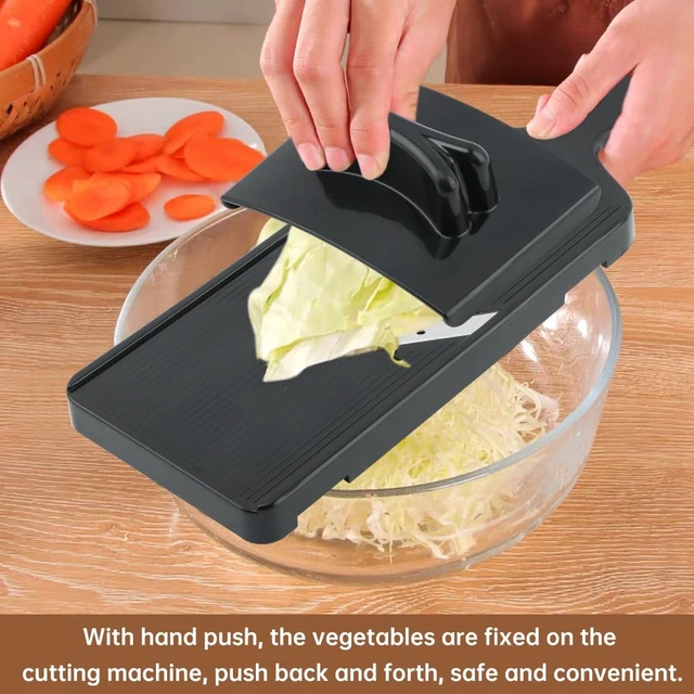 Alt view image 5 of 7 - Mandoline Slicer for Kitchen, Multifunctional V-Blade Vegetable Mandoline Slicer with Hand Holder Handheld Potato Cucumber Cabbage Shredder Food Slicer- for Potatoes, Onion
