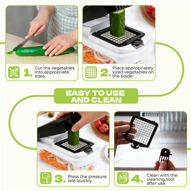 Alt view image 7 of 7 - Veggie Chopper, Onion Dicer, Spiralizer & Storage Box | One press, easy cutting. 17 blades & tools includes cut-resistant glove. Perfect for salads, fries & meal prep.