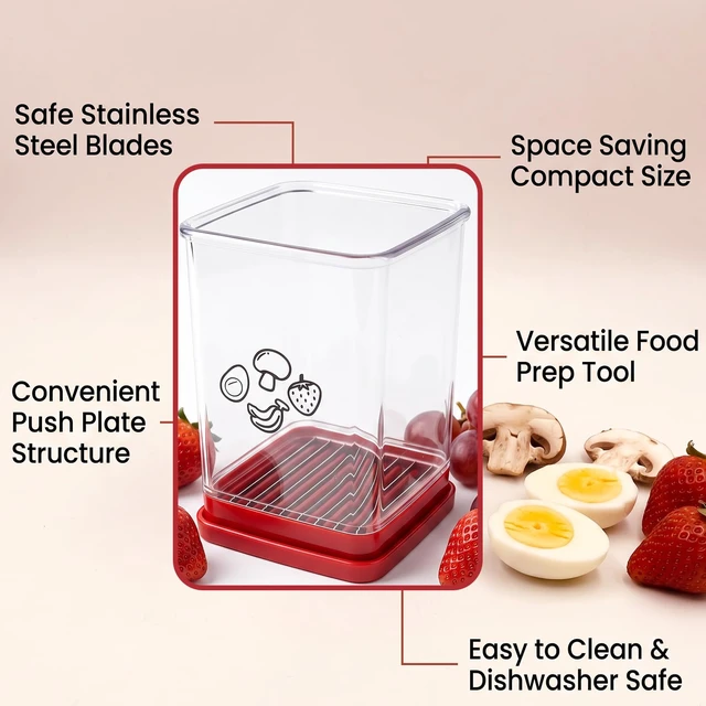 Alt view image 3 of 7 - 2 Packs Cup Fruit Slicer, Stainless Steel Vegetable Cutter | Uniform Slices, Integrated Push Plate, Compact Storage, Home & Commercial Use, Fruits & Vegetables