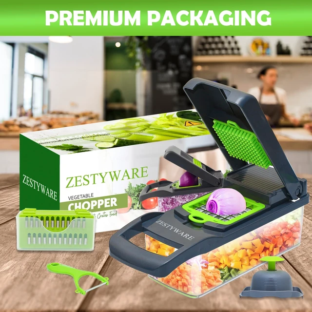 Alt view image 6 of 6 - Vegetable Chopper Multifunctional Food Chopper | 16-in-1 Onion Cutter with 7 Blades, Vegetable Slicer and Dicer with Container for Salad, Potato, Carrot, Garlic & Kitchen Use