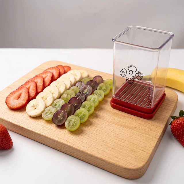 Alt view image 6 of 7 - 2 Packs Cup Fruit Slicer, Stainless Steel Vegetable Cutter | Uniform Slices, Integrated Push Plate, Compact Storage, Home & Commercial Use, Fruits & Vegetables