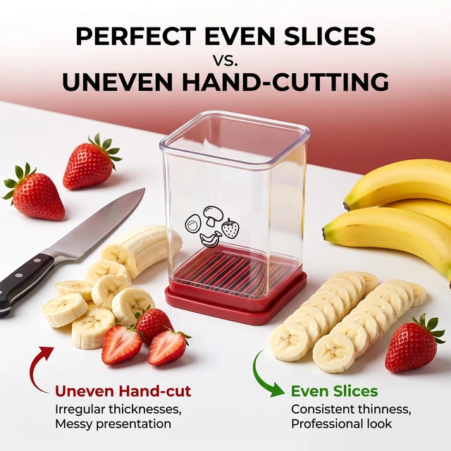 Alt view image 5 of 7 - 2 Packs Cup Fruit Slicer, Stainless Steel Vegetable Cutter | Uniform Slices, Integrated Push Plate, Compact Storage, Home & Commercial Use, Fruits & Vegetables