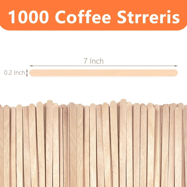 Alt view image 2 of 7 - 1000 Pack Birch Wood Coffee Stirrers, 7 Inch Sturdy Coffee Stir Sticks, Smooth Round Ends, Splinter-Free Disposable Stir Sticks for Coffee, Cocktails, Office, Home Use