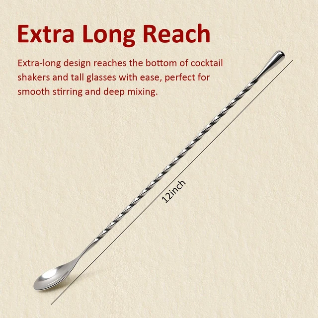 Alt view image 4 of 7 - 2 PCS Bar Spoon, 16 Inch Teardrop Cocktail Mixing Spoon, Coffee Tea Spoons Drinks Stirrers, Stainless Steel Long Spoons for Stirring
