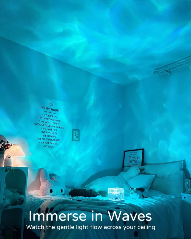 Alt view image 3 of 7 - Projector,16 Color Shower Lamp with Remote for Bedroom & Room Decor | Ambient Lighting with Dimmer, Night Light Projector with Dynamic Ripple Effect, Mood Lighting for Bathroom Bedroom Home Decor
