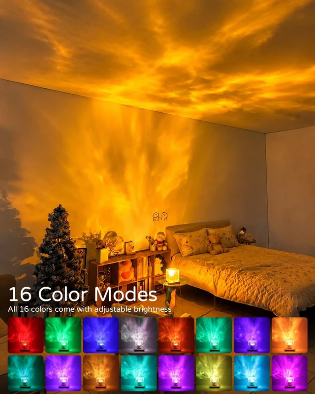 Alt view image 2 of 7 - Projector,16 Color Shower Lamp with Remote for Bedroom & Room Decor | Ambient Lighting with Dimmer, Night Light Projector with Dynamic Ripple Effect, Mood Lighting for Bathroom Bedroom Home Decor