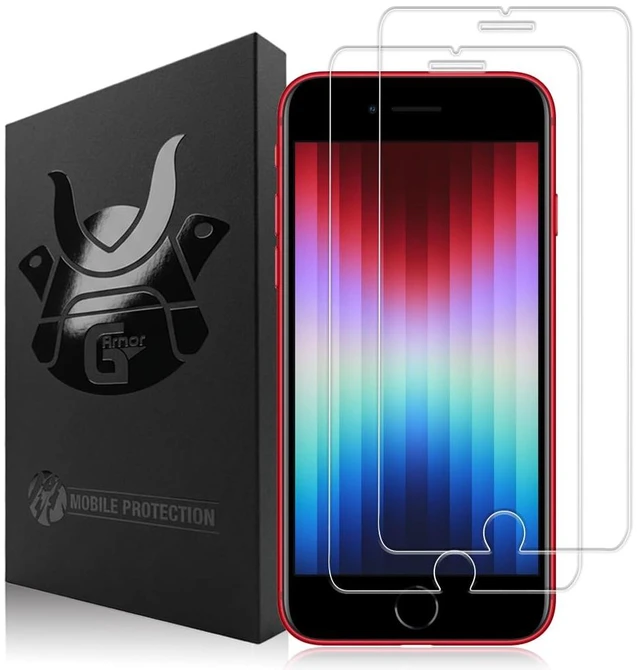 Main image of 2 Pack Glass Screen Protector for iPhone SE 2nd & 3rd Generation | 9H Premium Tempered Glass, Lifetime Replacement, Ultra Clear, Scratch Resistant, Phone Case Friendly, Display Protective Film