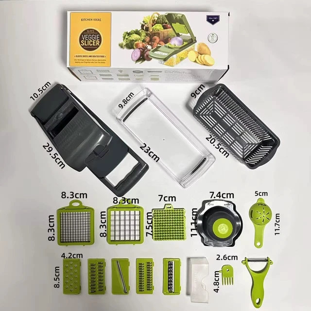 Alt view image 5 of 6 - Viral Veggie Chopper & Vegetable Cutter with Blades and Container | Viral Veggie Cutter with Container for Food Onion Fruit Salad Potato Christmas Gift Cooking Tool