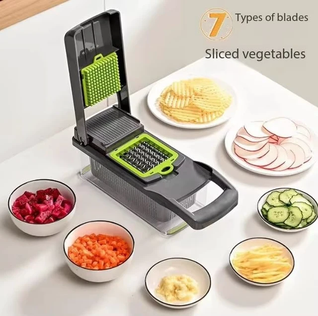 Alt view image 4 of 6 - Viral Veggie Chopper & Vegetable Cutter with Blades and Container | Viral Veggie Cutter with Container for Food Onion Fruit Salad Potato Christmas Gift Cooking Tool