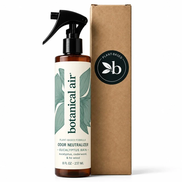 Main image of Plant-Based Odor Eliminator Spray Natural Essential Oil Air Freshener for Home, Bathroom, Fabrics & Pet Areas 8 oz (Eucalyptus Rain)