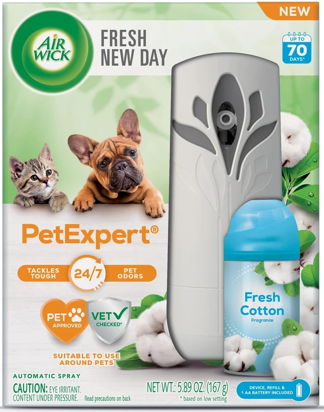 Main image of Automatic Air Freshener Spray 1Device & 1Refill, Starter Kit | Fresh Cotton scent room spray for home fragrance, bathroom air freshener, room freshener infused with essential oils.