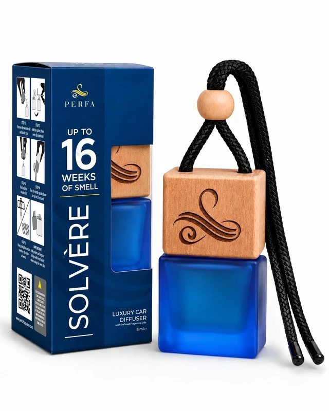 Main image of Car Air Freshener for Men - Solvère Inspired Perfume Diffuser Home by Perfa | Luxury Fragrance - Long Lasting Freshness with Odor Eliminator Technology with Vent Clip - Great for Any Vehicle - 8ml