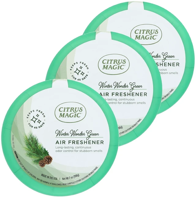 Main image of Solid Air Fresheners, Winter Wonder Green, 7 Ounce, Pack of 3 | Holiday Fragrance, Odor Absorbing, Passive Diffusion, Odor Elimination Up to 45 Days Each, Ideal for Home