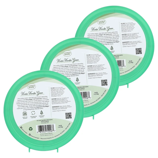 Alt view image 2 of 7 - Solid Air Fresheners, Winter Wonder Green, 7 Ounce, Pack of 3 | Holiday Fragrance, Odor Absorbing, Passive Diffusion, Odor Elimination Up to 45 Days Each, Ideal for Home