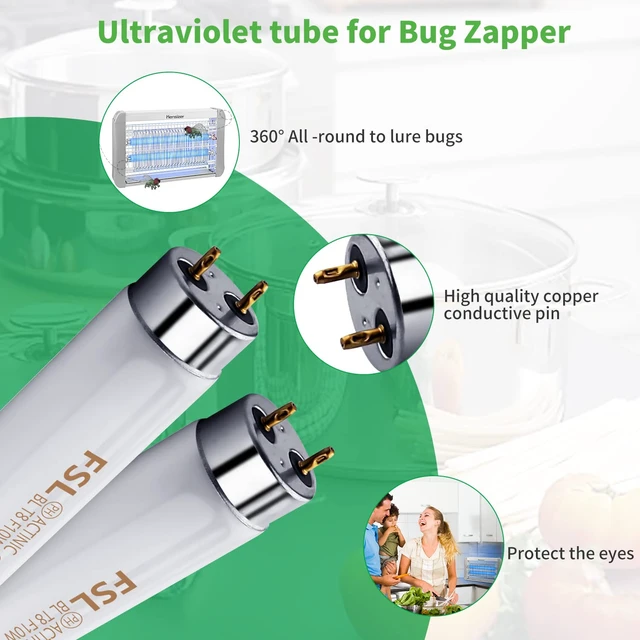 Alt view image 4 of 6 - 2-Pack 13'' Bug Zapper Light Tubes Replacement 10W Each | For 20W Electronic Bug Zapper, T8 Lamp Bulbs, Indoor Outdoor
