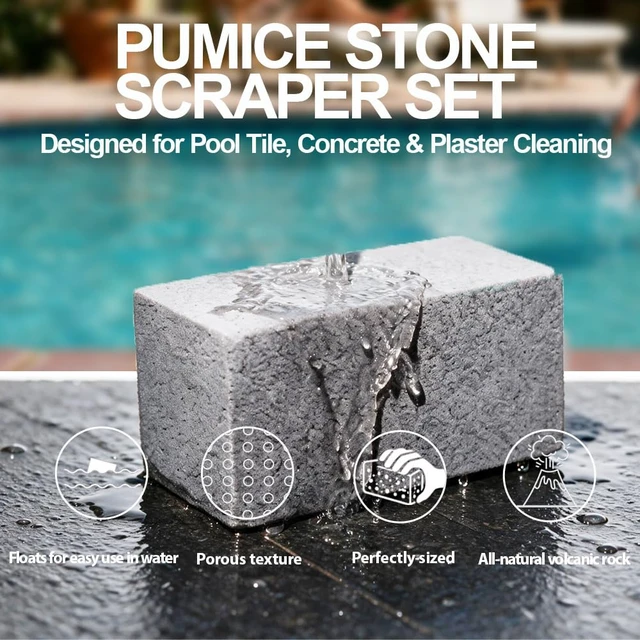 Alt view image 3 of 7 - for Calcium Build Up Set, Pumice Stone for Pool Tile Cleaning, Calcium Remover for Tile & Plaster Stain, Grout & Concrete Scouring