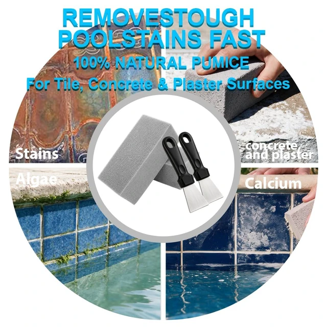 Alt view image 5 of 7 - for Calcium Build Up Set, Pumice Stone for Pool Tile Cleaning, Calcium Remover for Tile & Plaster Stain, Grout & Concrete Scouring