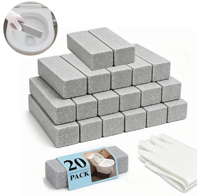Main image of 20 Packs Natural Pumice Stone Toilet Bowl Cleaner with 1 Pair Gloves | Pumice Stone for Cleaning Stove, Pumie Scouring Stick