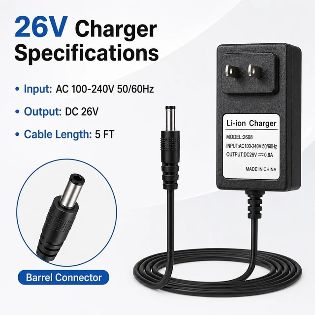 Alt view image 3 of 5 - 26V Charger for Infinity PR Pro Endurance Massage Gun, Power Adapter Cord Compatible with Infinity PR Pro 12MG021131 Wireless Percussion Massager Device