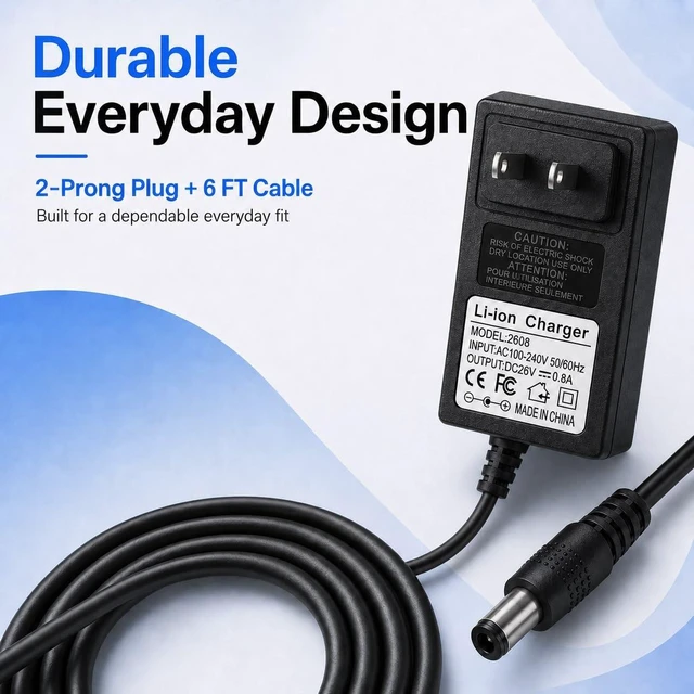 Alt view image 4 of 5 - 26V Charger for Infinity PR Pro Endurance Massage Gun, Power Adapter Cord Compatible with Infinity PR Pro 12MG021131 Wireless Percussion Massager Device