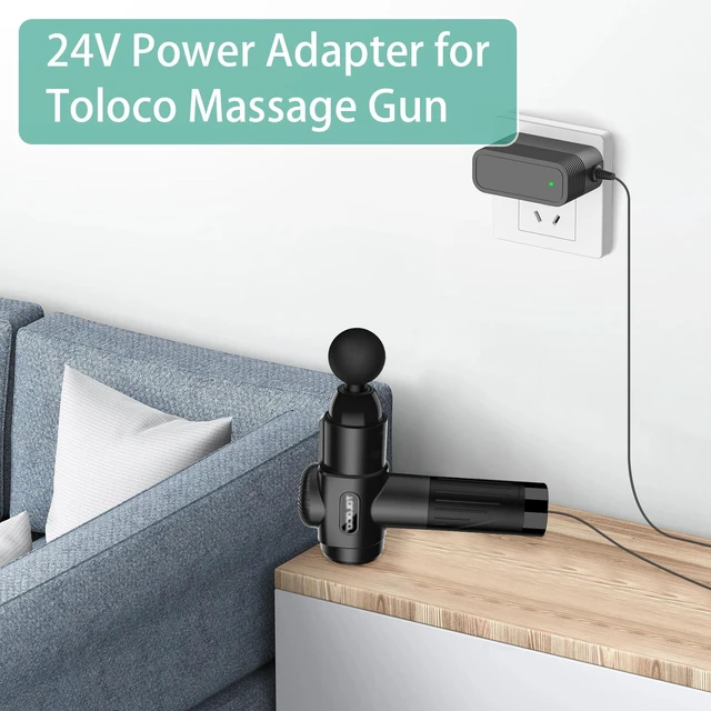 Alt view image 4 of 7 - Replacement for TOLOCO EM26 Massage Gun Charger, 24V Adapter Compatible with TOLOCO EM26 / AERLANG EM13 / Darkiron EM31 / Hypervolt 53000 001-00 42000 038-00 Massage Gun Power Supply Charger Cord