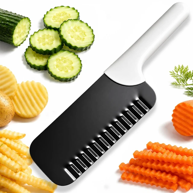 Main image of Crinkle Cutter, Wavy Knife, Crinkle Cut Knife, Crinkle Fry Cutter, Stainless Steel Corrugated Slicer with Non-Stick Coating, Crinkle Cutter for Veggies and Fruit