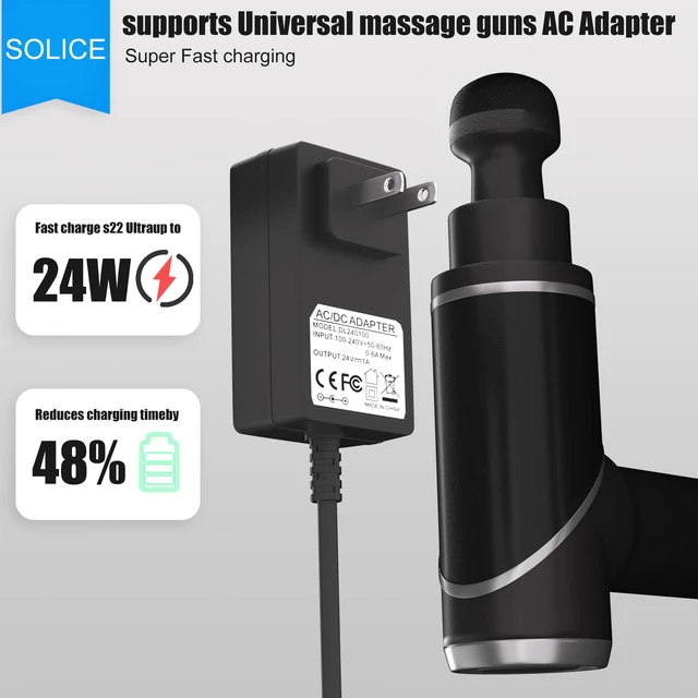 Alt view image 5 of 7 - 24V AC Adapter for Hypervolt Massage Gun HPI5300000100 53000 001-00 Hypervolt 42000 038-00 SK03T1-2400100Z Power Cord DC Charger