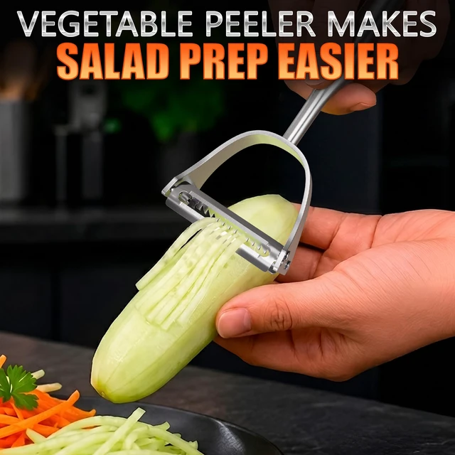 Alt view image 7 of 7 - Stainless Steel Vegetable Peeler, 2-in-1 Peeler and Julienne Shredder Tool with Dual-Sided 420J2 Sharp Blade That Replaces Two Tools for Carrots, Cabbage, Potatoes, Cucumber, 5.6-Inch Ergonomic Handle