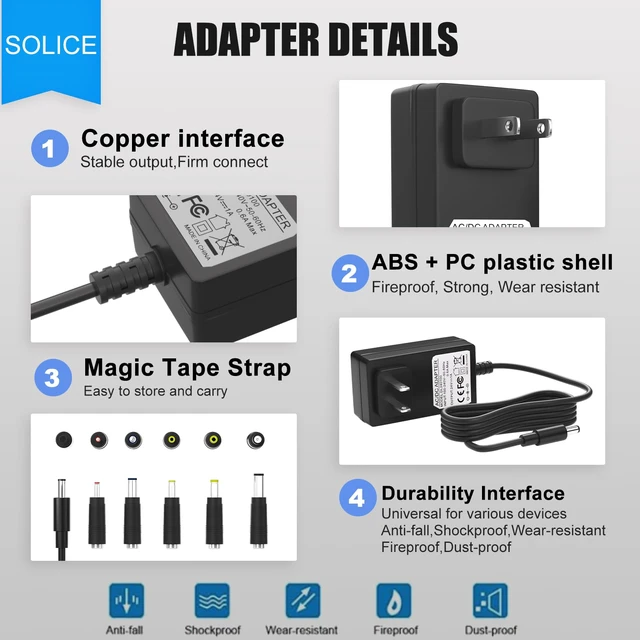 Alt view image 4 of 7 - 24V AC Adapter for Hypervolt Massage Gun HPI5300000100 53000 001-00 Hypervolt 42000 038-00 SK03T1-2400100Z Power Cord DC Charger