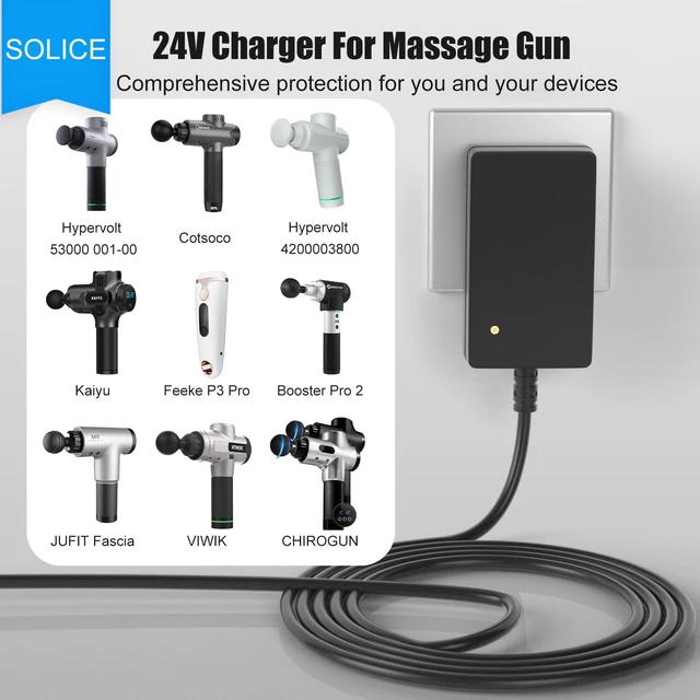 Alt view image 3 of 7 - 24V AC Adapter for Hypervolt Massage Gun HPI5300000100 53000 001-00 Hypervolt 42000 038-00 SK03T1-2400100Z Power Cord DC Charger